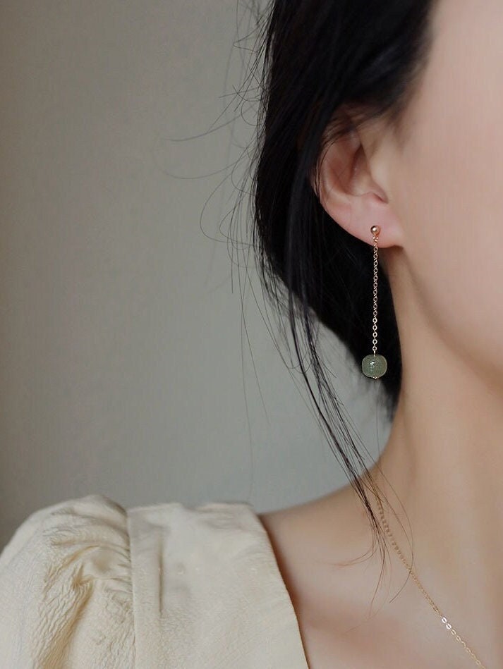 Long Drop Jade Earrings