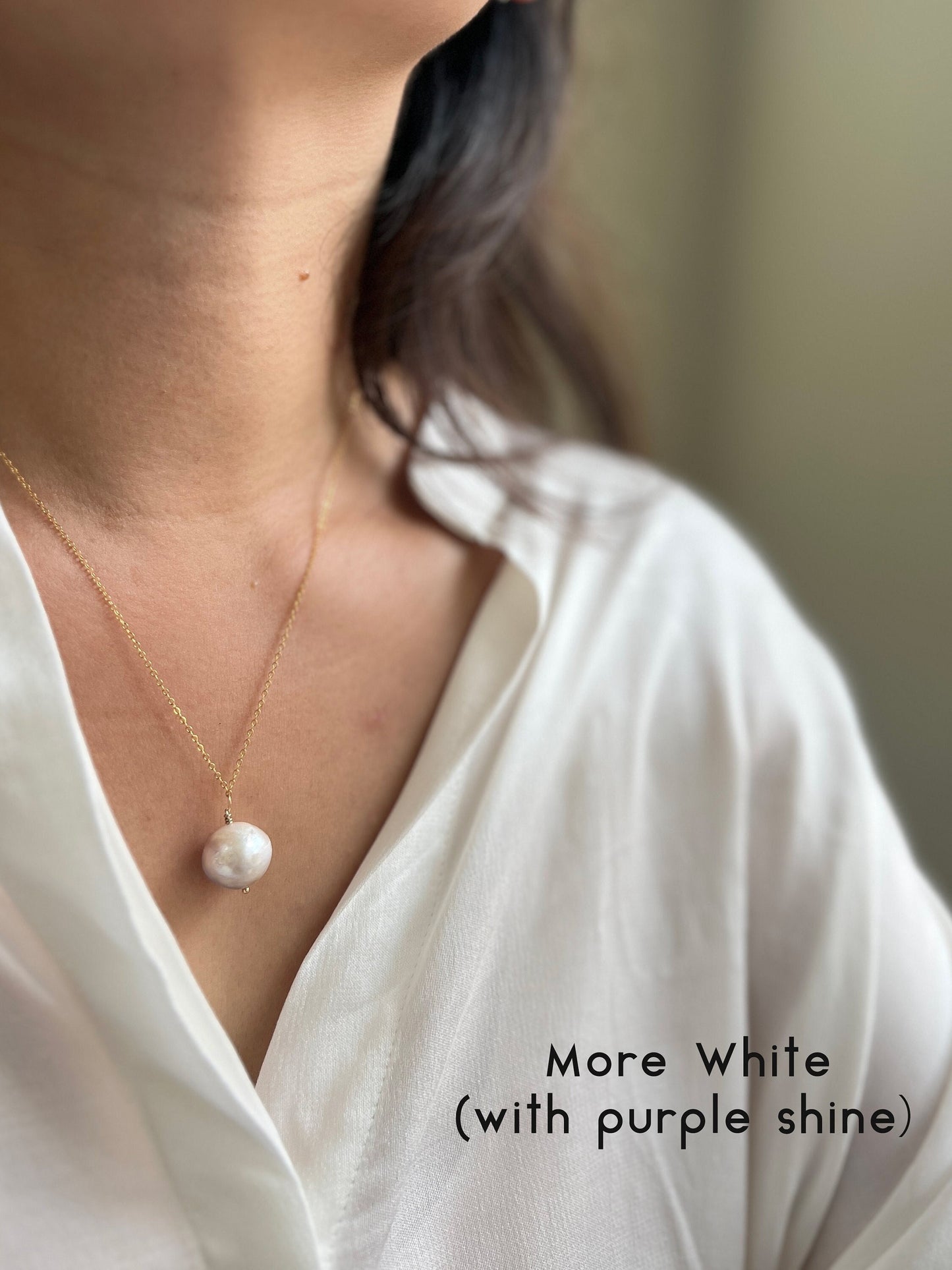 Freshwater Baroque Pearl Pendant, 14K Gold Filled Chain