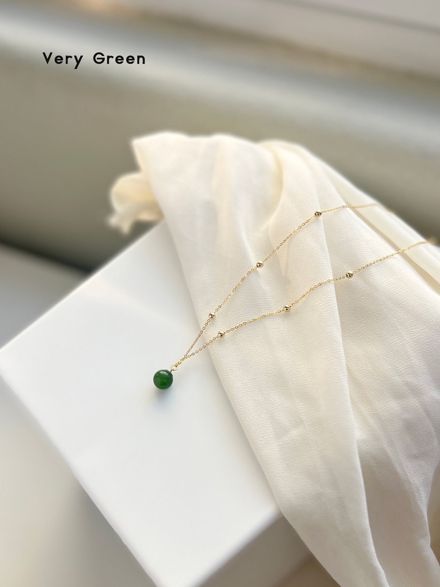 Natural Green Jade Pendant Necklace, Hetian Jade Chocker, Single Bead Necklace, Light Green Gemstone, Dainty Jade Necklace, Good Luck Gift 6