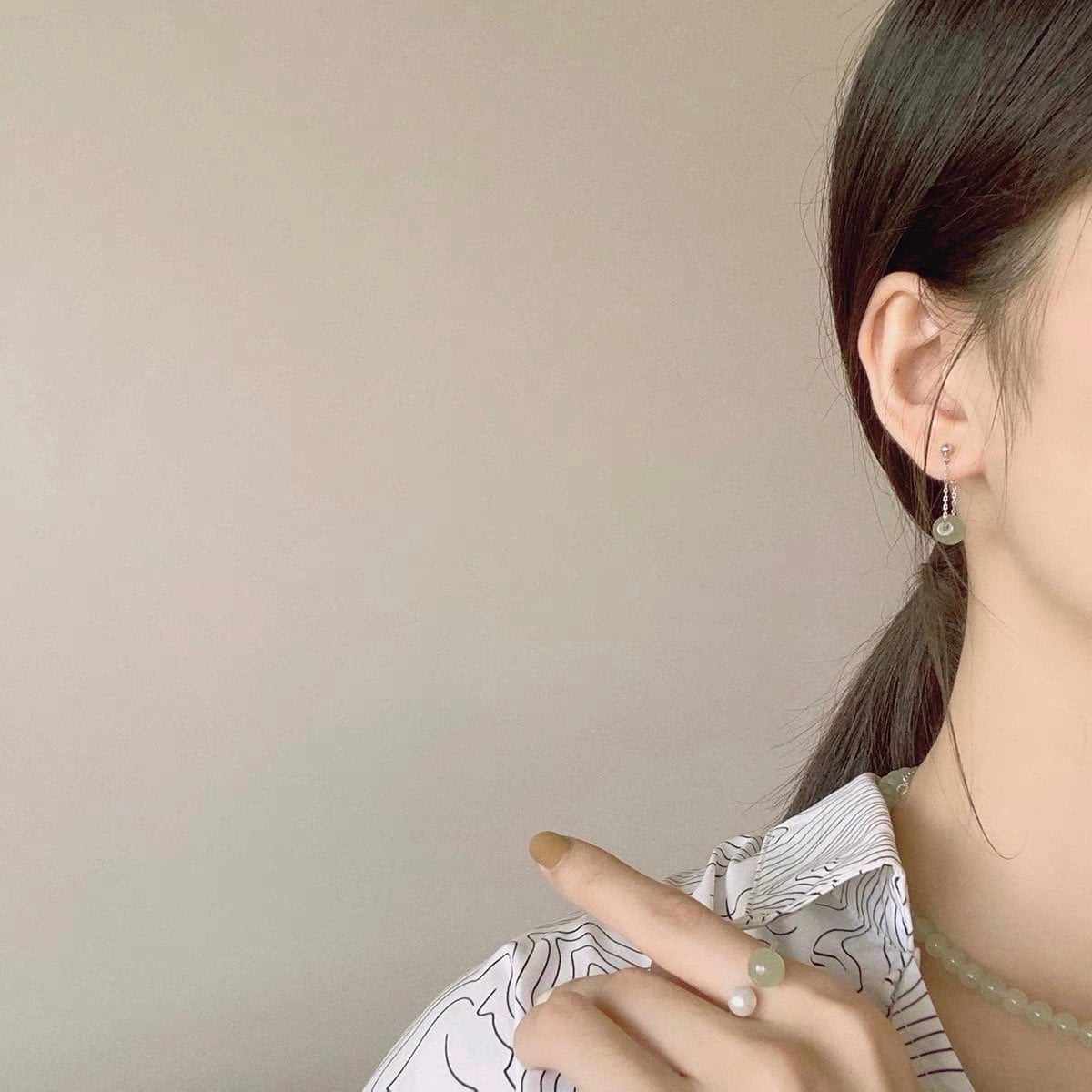 Natural Hetian Jade Drop Earrings, Light Green Jade Earring, Gold Filled Jade Earring, White Jade Dangle Earrings, Jade tassel earrings