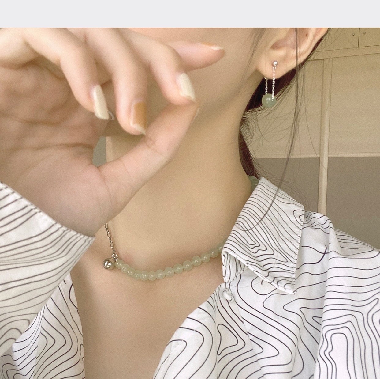 Natural Hetian Jade Drop Earrings, Light Green Jade Earring, Gold Filled Jade Earring, White Jade Dangle Earrings, Jade tassel earrings