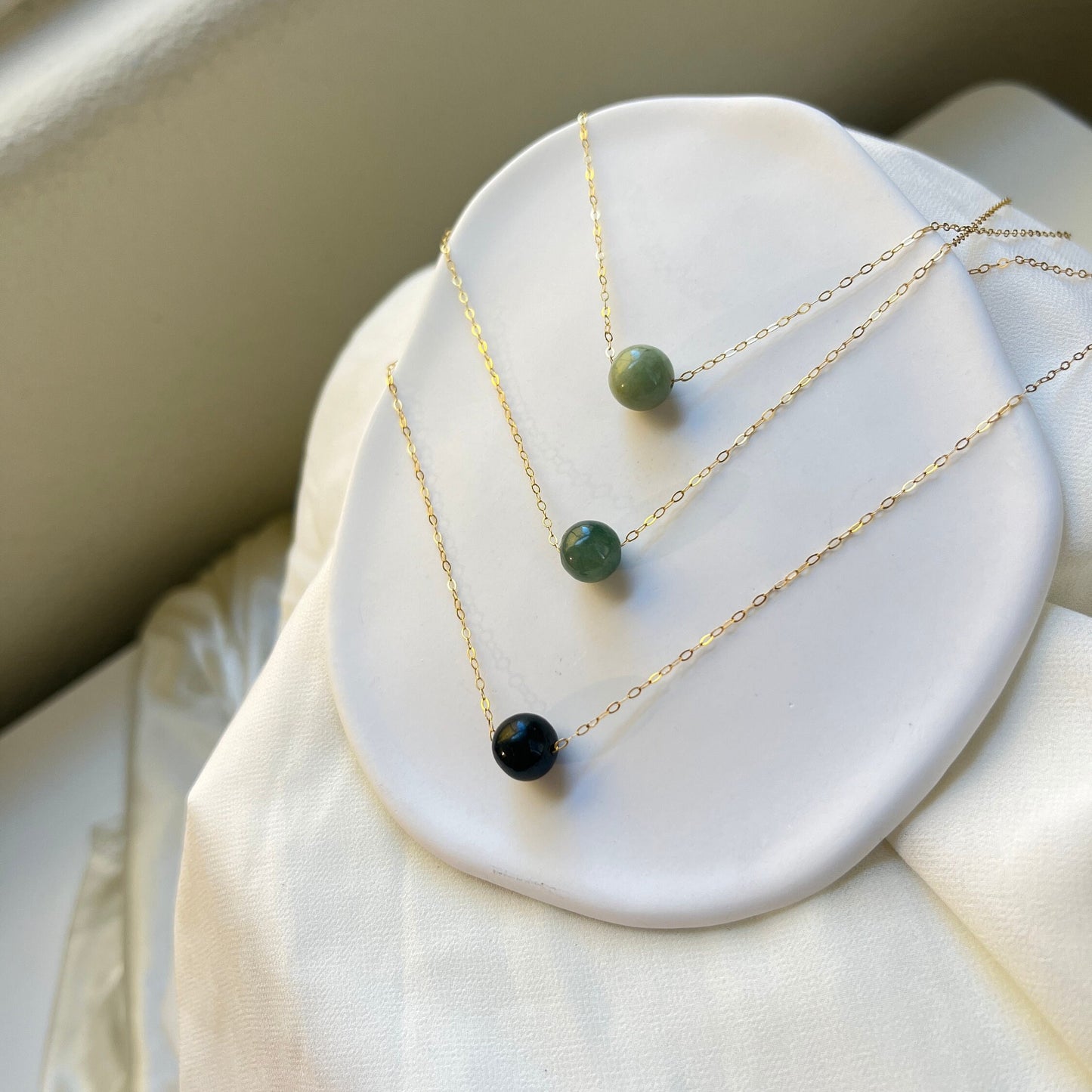 Natural Jadeite Necklace, Dainty Jade Necklace, Green Jadeite Pendant, Burmese Jade, Gold Filled Jade Jewelry, Adjustable Chocker Necklaces