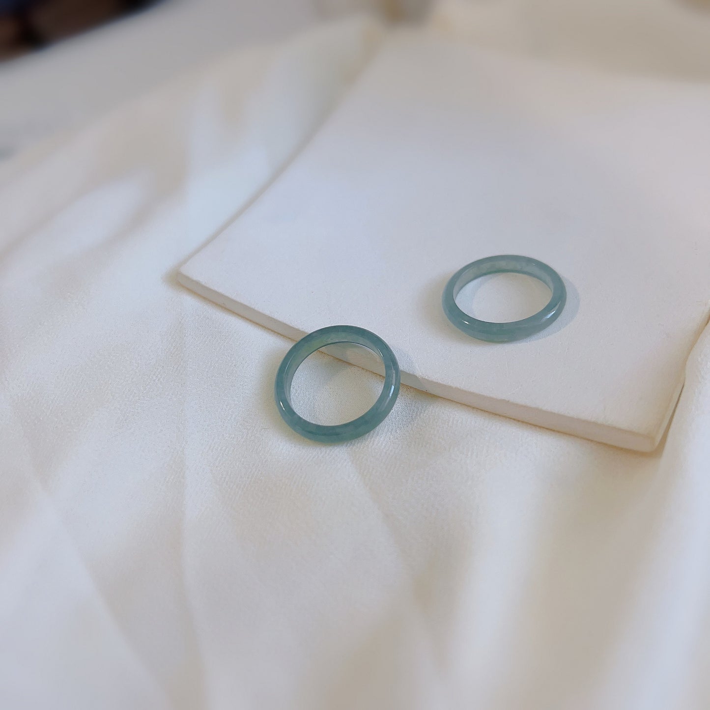 Genuine Burmese Jadeite Ring, Light Blue Jade Ring, 3mm 4mm Thin Jadeite Band, Myanmar Jadeite Ring, Burma Jade Ring, Icy Jadeite