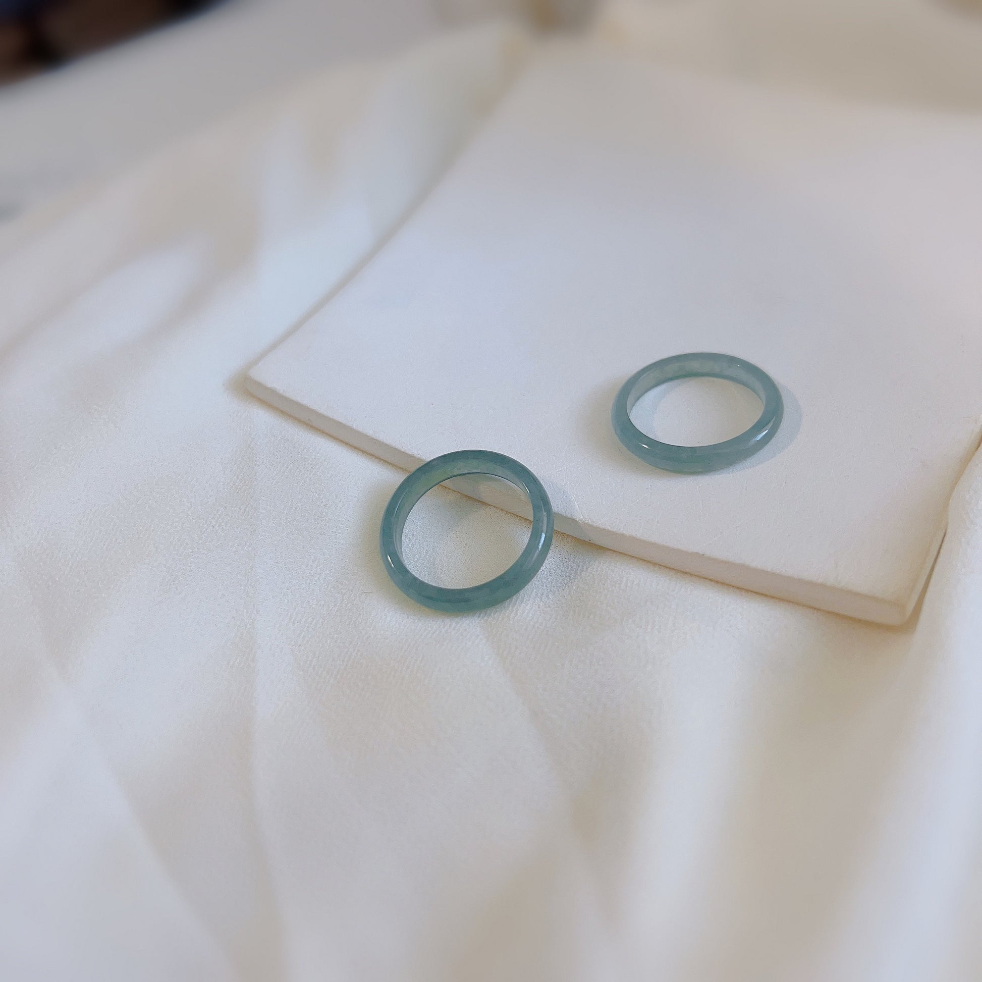 Genuine Burmese Jadeite Ring, Light Blue Jade Ring, 3mm 4mm Thin Jadeite Band, Myanmar Jadeite Ring, Burma Jade Ring, Icy Jadeite