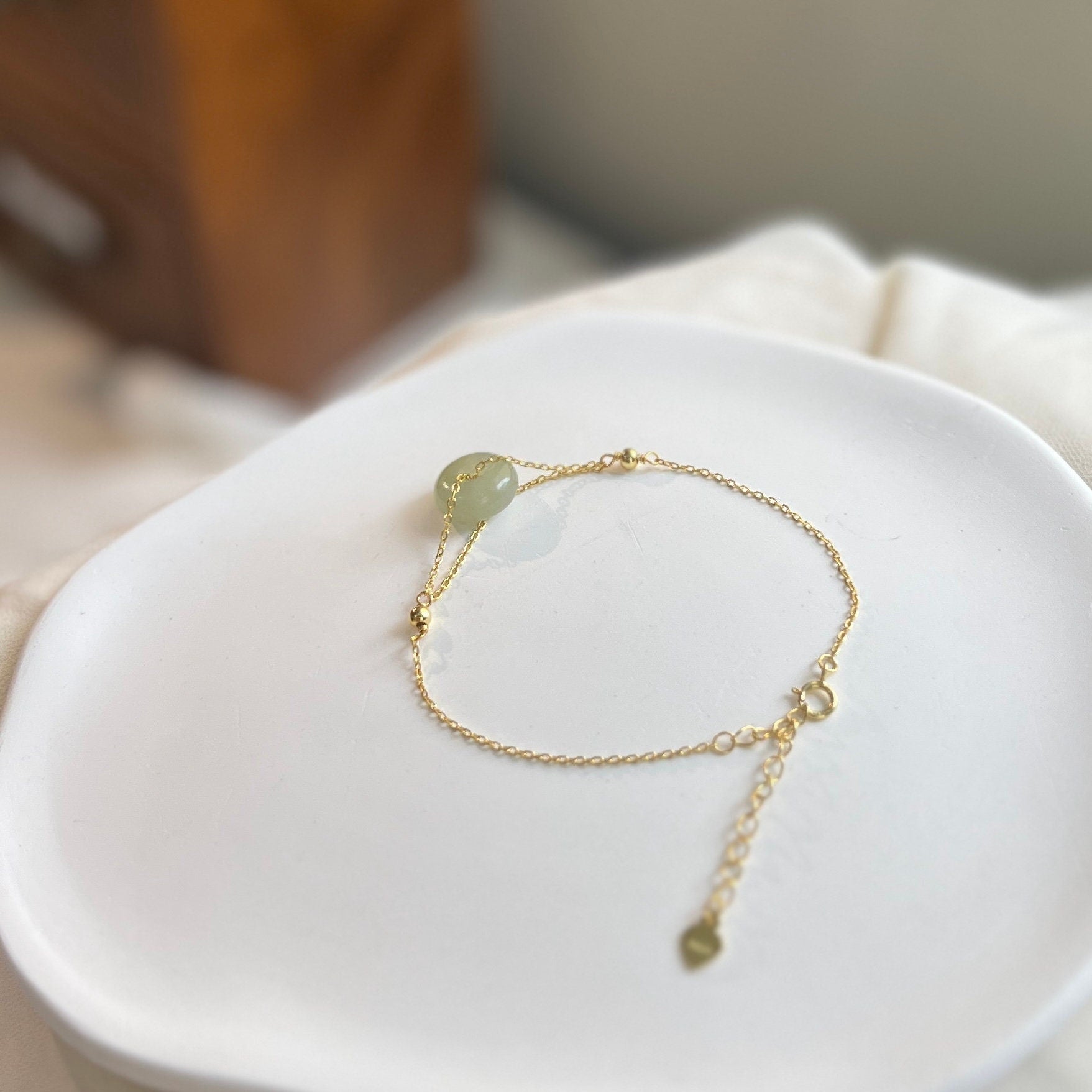 Minimalist Hetian Jade Bracelet, Spinach Jade, Nephrite Jade, 925 Silver, 14K outlet Plated Gold, Designer Hand-Made, Natural Gemstone