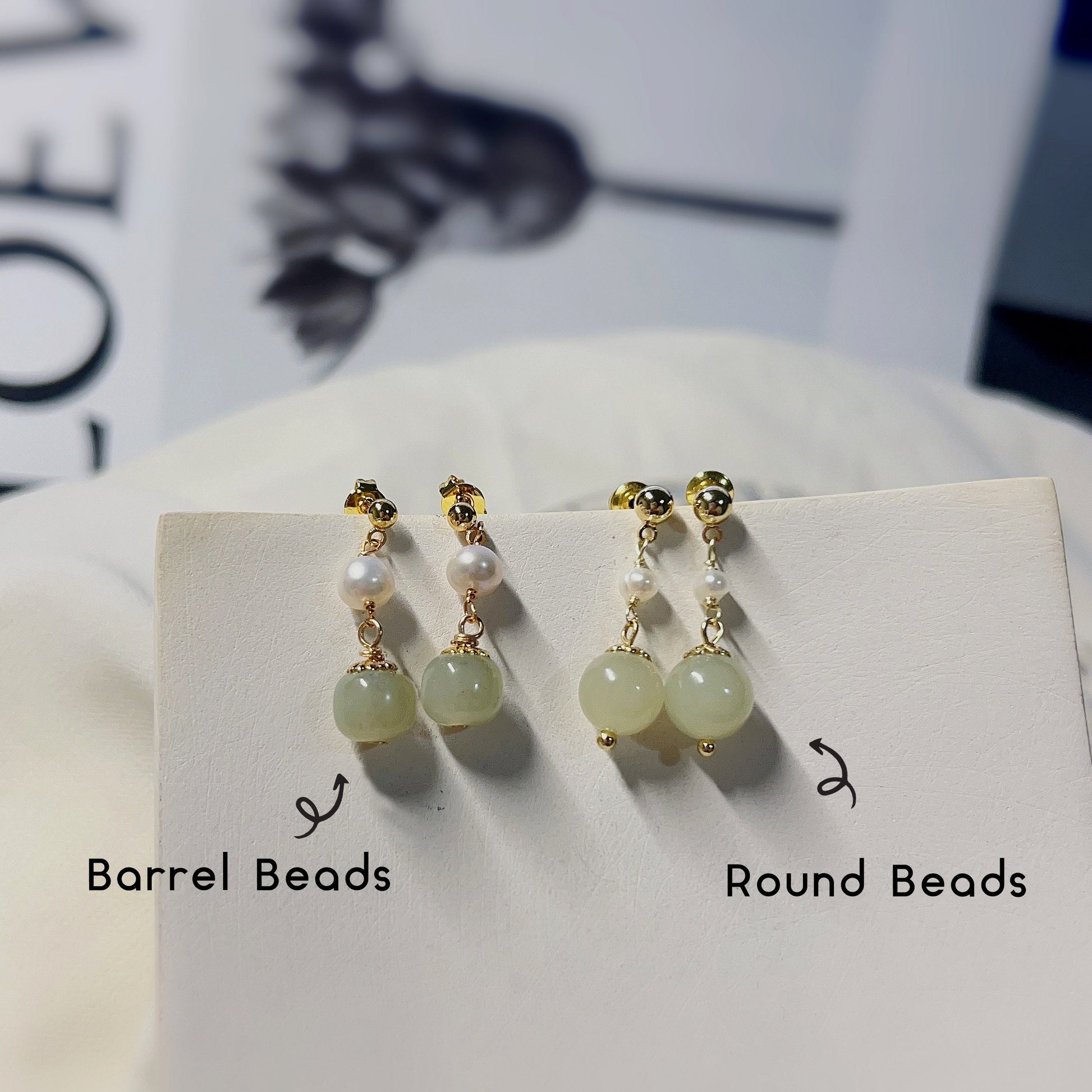 Natural Jade Earrings, Jade Pearl Earrings, Light Green Nephrite Earrings, Jade Pearl Earrings, Hetian Jade Bead Earring, Jade Gold Earrings