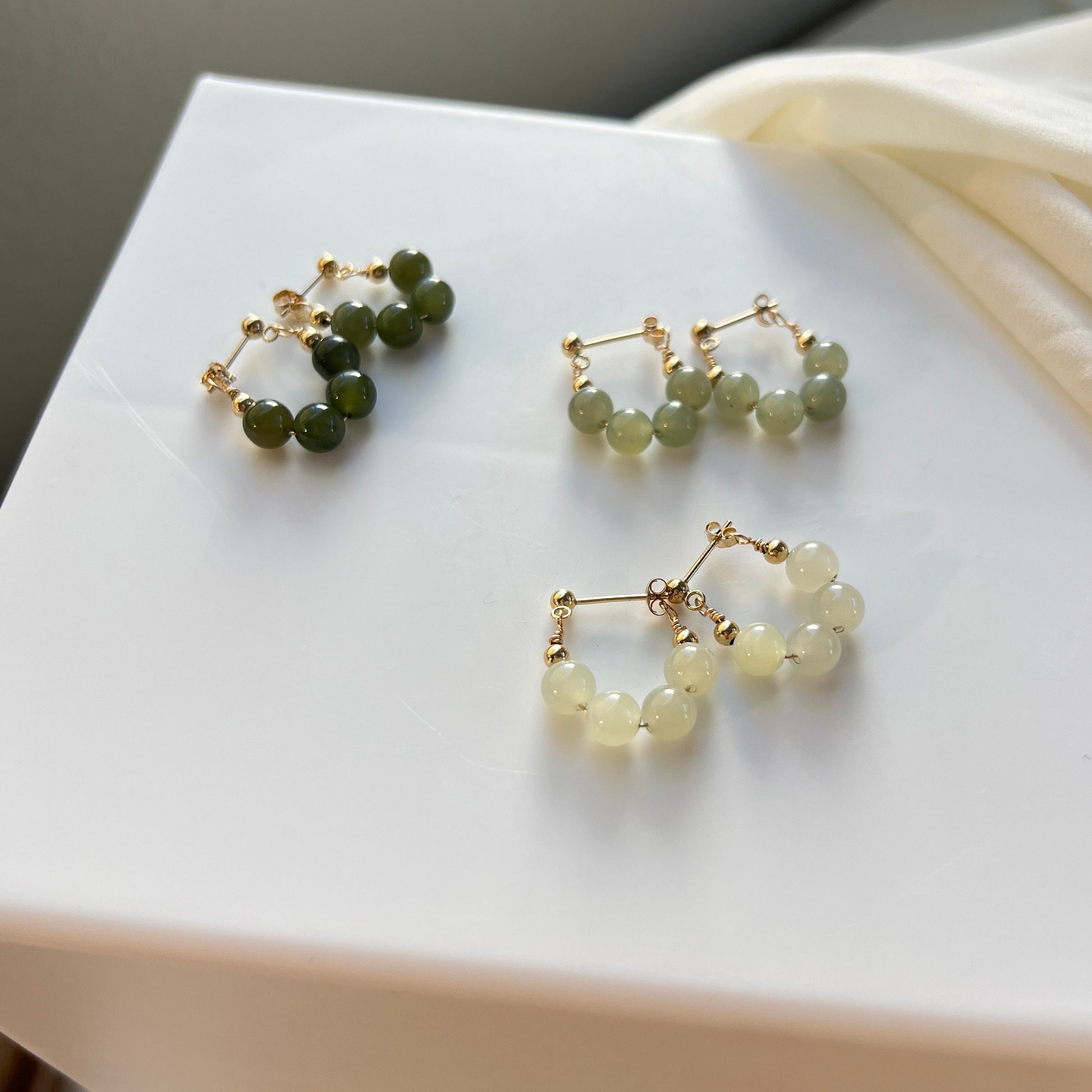 Natural Jade Earrings, Jade Beads Hood Earring, clip-on Earrings, Hetian Jade Earrings, Light Green Jade Earrings, Natural Nephrite Jade