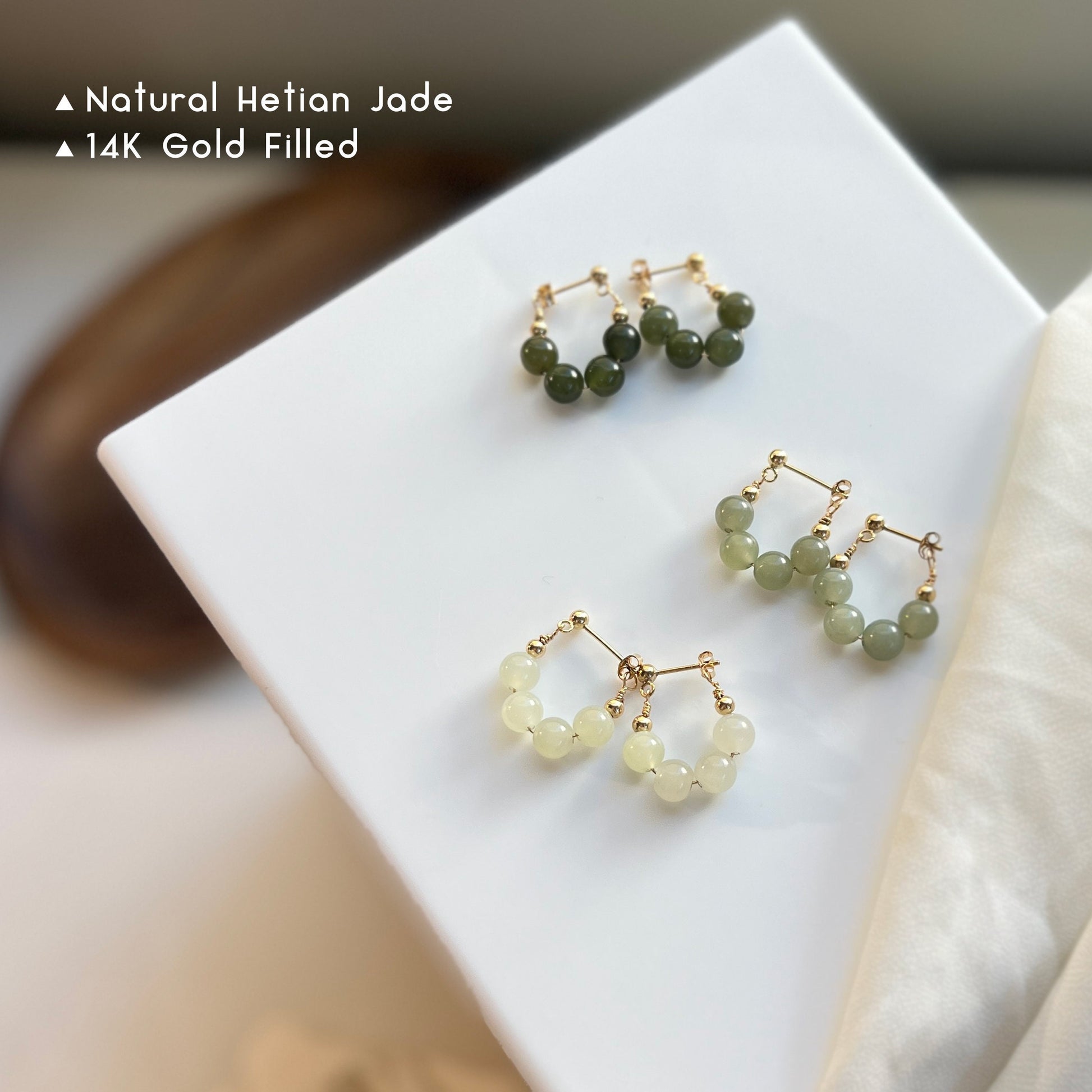 Natural Jade Earrings, Jade Beads Hood Earring, clip-on Earrings, Hetian Jade Earrings, Light Green Jade Earrings, Natural Nephrite Jade