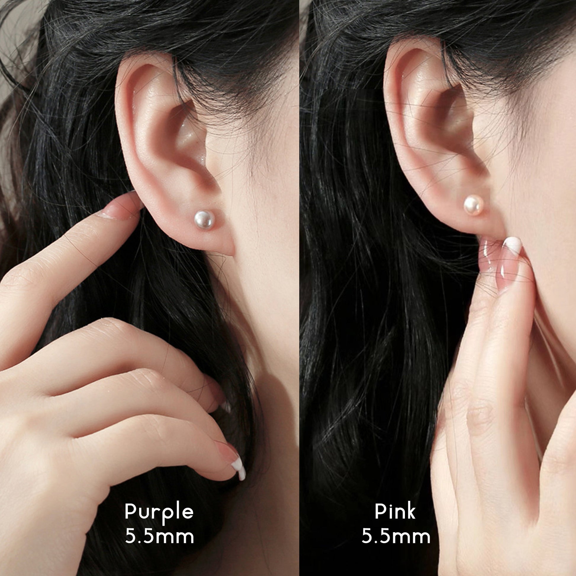 Genuine Pearl Stud Earrings, S925 Silver Earrings, Fresh Water Pearl Earrings, Pink Pearl Stud Earrings, Purple Pearl Earrings, Freshwater