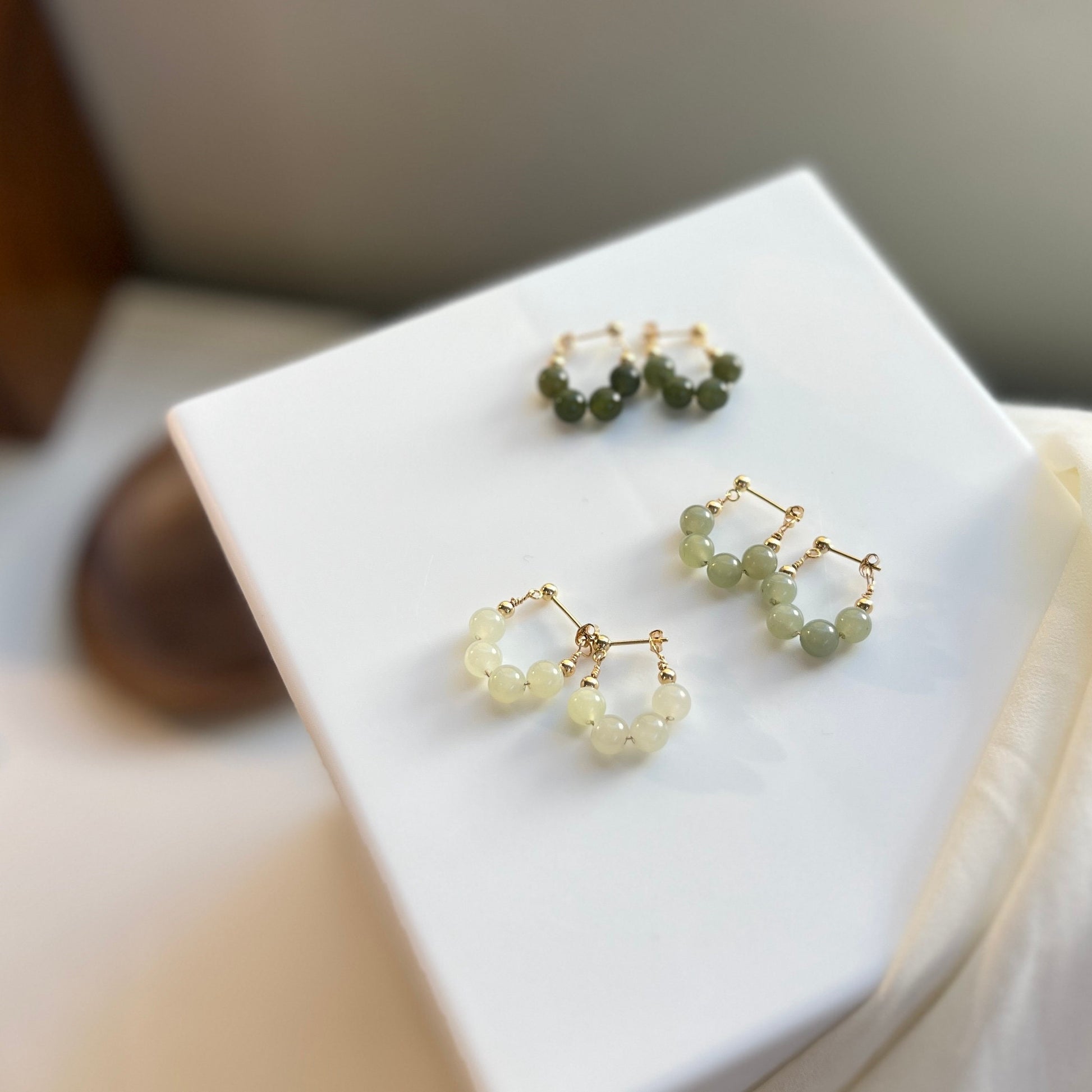 Natural Jade Earrings, Jade Beads Hood Earring, clip-on Earrings, Hetian Jade Earrings, Light Green Jade Earrings, Natural Nephrite Jade