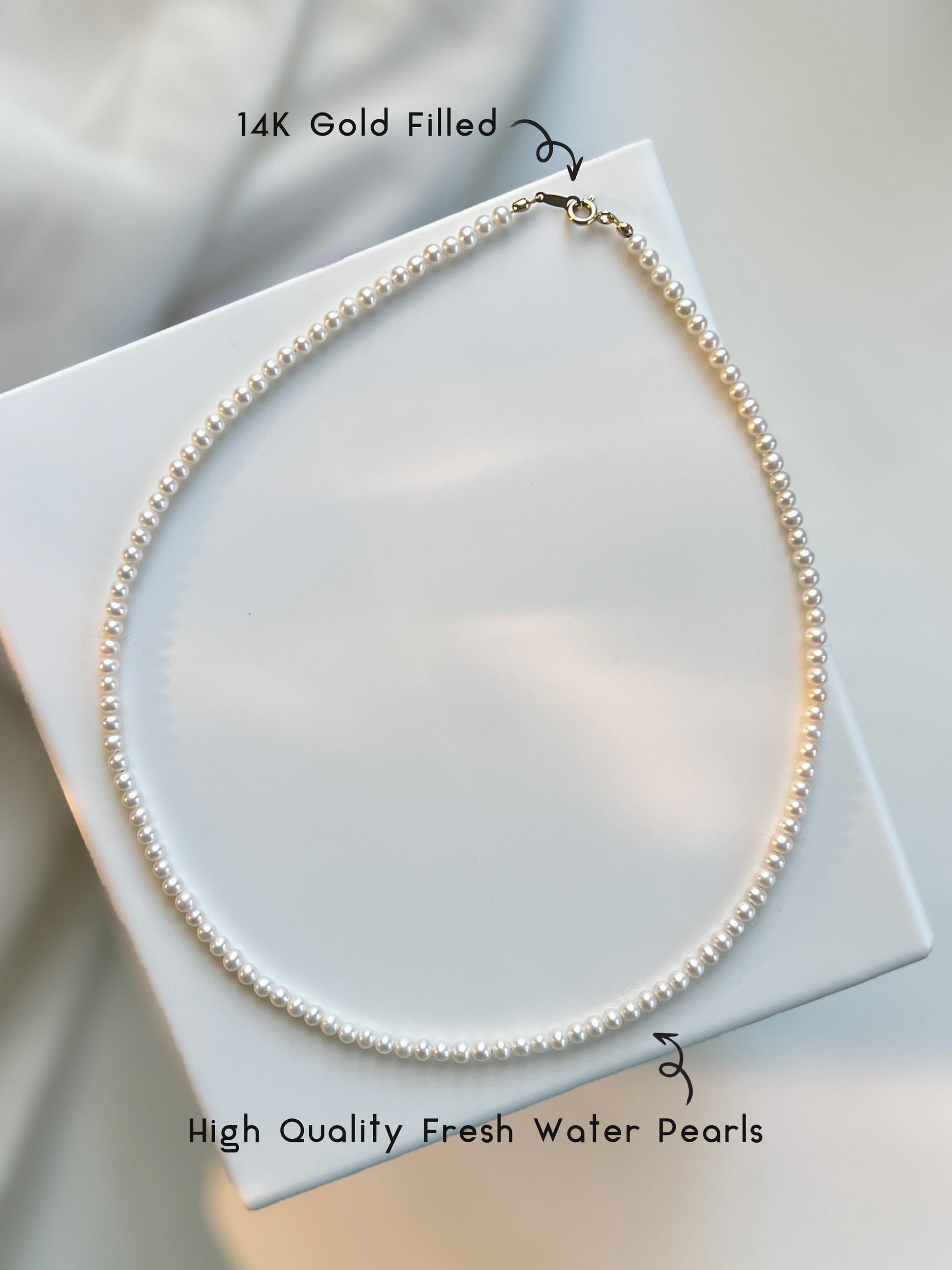 Tiny Pearl Necklace, Beaded Pearls Necklace, Dainty Pearl Necklace, Fresh Water Pearl Necklace, Layered Necklace, Wedding Bridal Pearl Gift