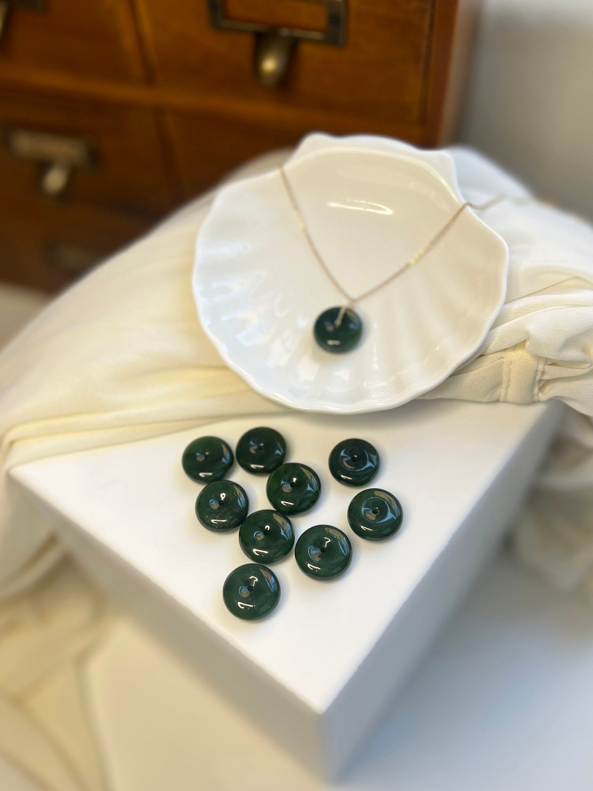 Natural jade Necklace, Hetian Pendant Necklace, Dainty Jade Necklace, Dark Green Jade Donut Necklace, Nephrite Pendant, Jade Gold jewelry