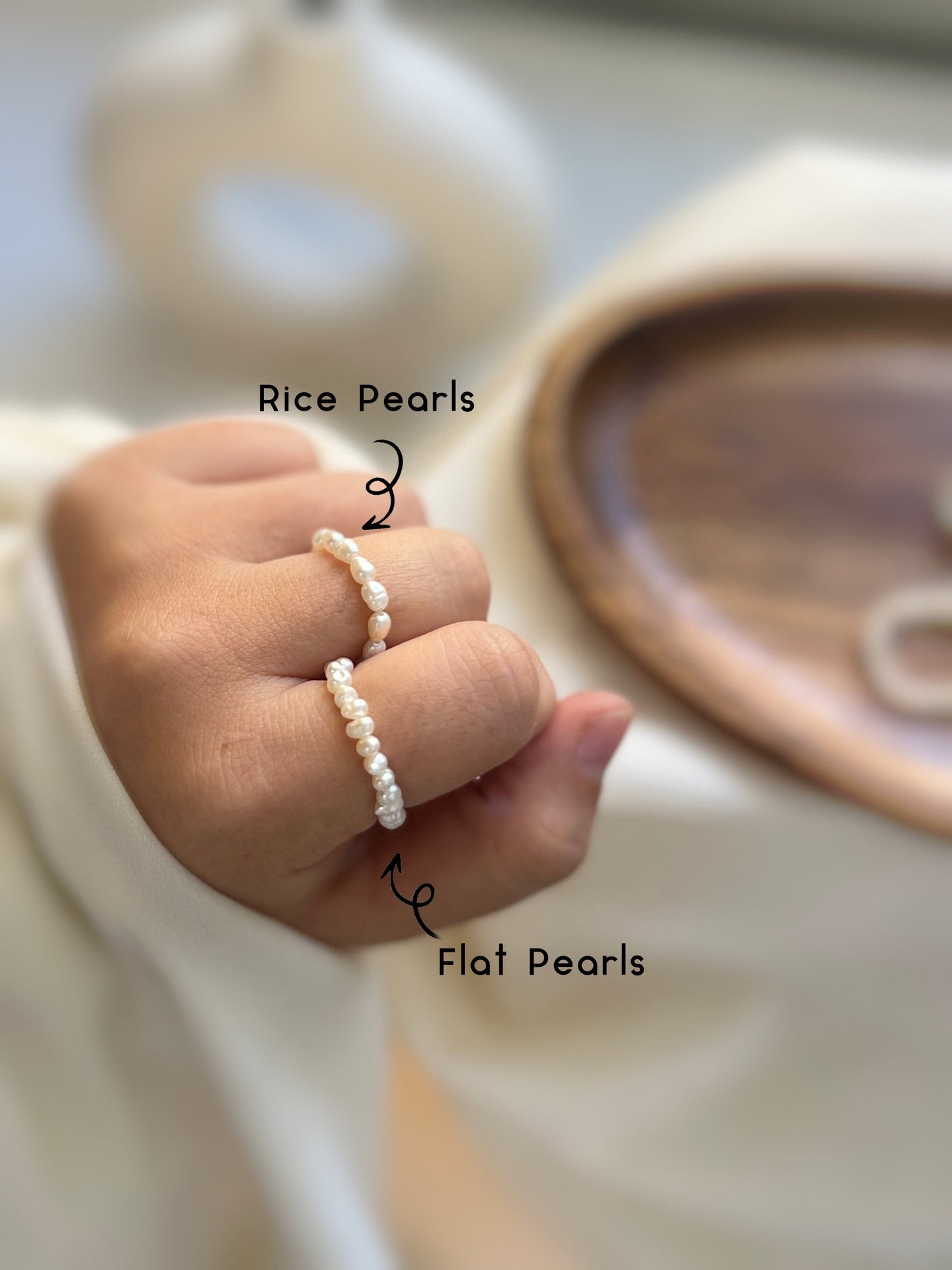 Mini Pearl Stretch Ring, Freshwater Pearl Ring, Boho Beaded Ring, Elastic Ring, Beaded Stretch Ring, Stackable Ring, Dainty Ring Gifts