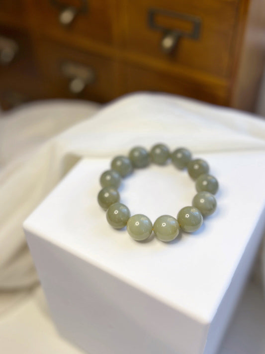 Large Size Jade Beads, 16mm Hetian Jade Elastic Bracelet, Light Blue light Green Beaded Bracelet, Men Bracelets, High Quality , 切莫蓝, 糖青手串