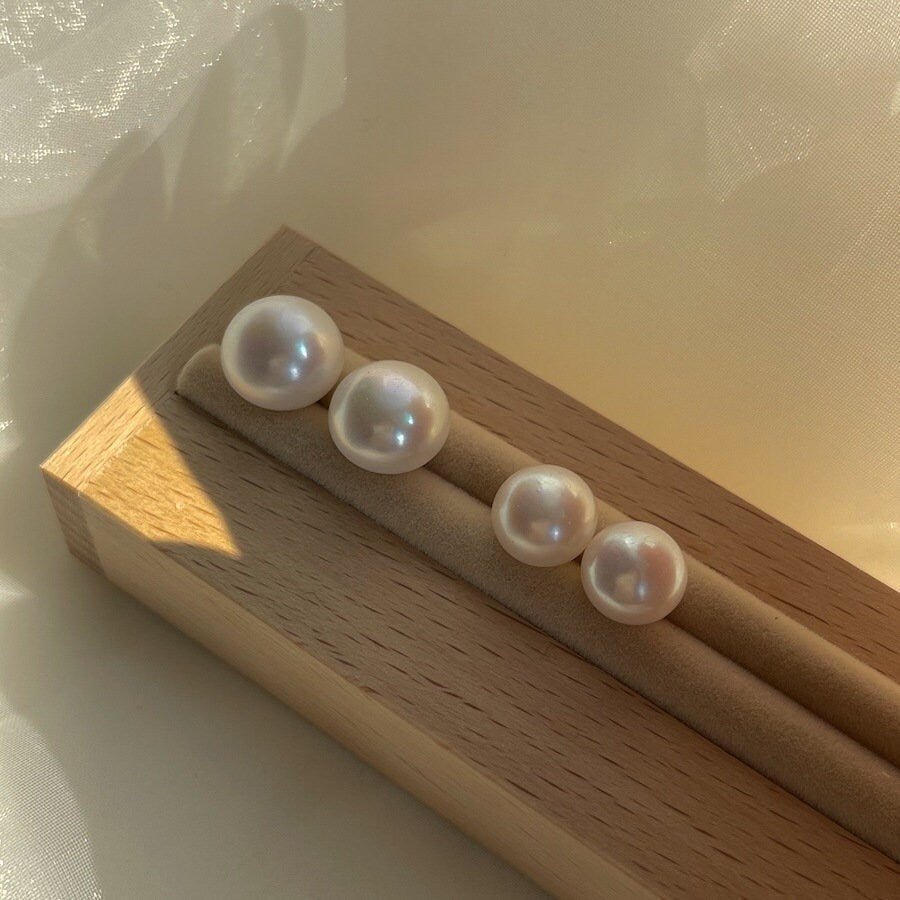 10-13mm Large Pearl Stud Earrings, Natural FreshWater Pearl Earrings, Simple Pearl Earrings, Big Round Pearl Earrings, Gold Filled Earrings