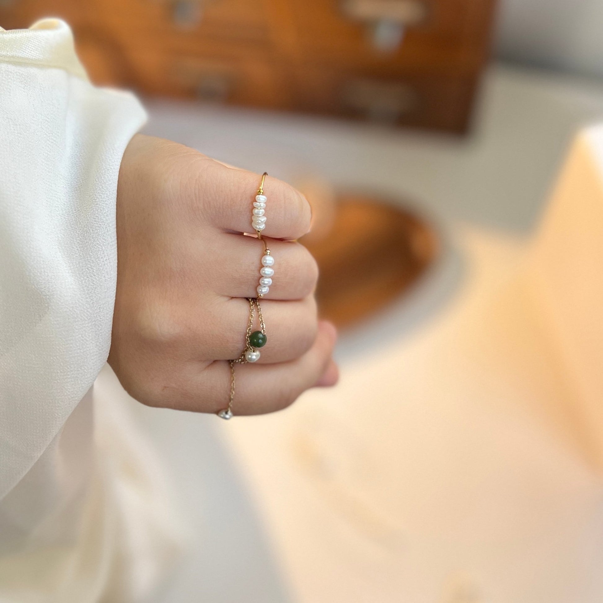 Mini Natural Pearls Stackable Ring, Tiny Fresh Water Pearls, Titanium Steel Pearl Ring, Gold Filled Pearl Ring, Dainty Minimalist Pearl Ring