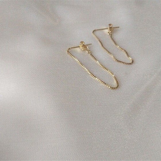 14k Gold Filled Earrings, Tassel Earrings, Threader Hoop Earrings, Threader Earrings, Dainty Earrings, Minimalist Earrings, Simple Earrings
