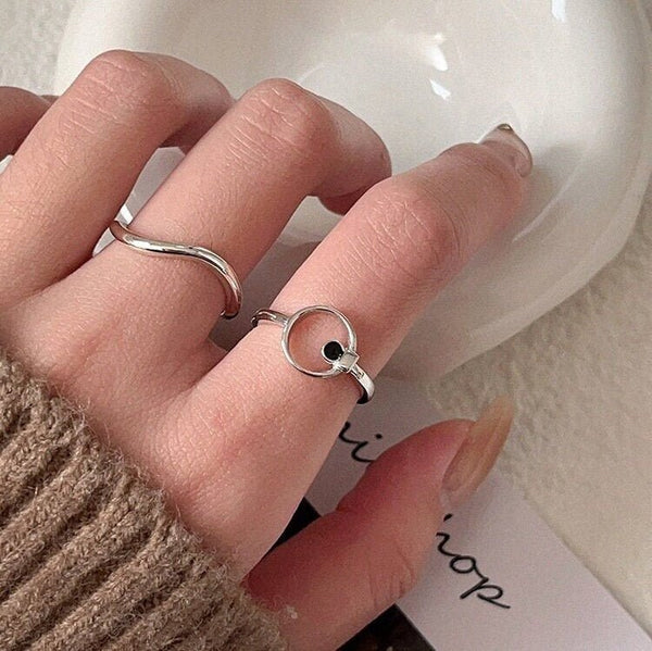 Minimalist Silver Wave Ring, S925 Sterling Silver Ring - Shanali