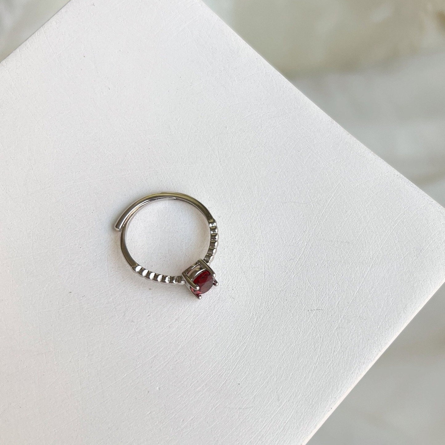 Natural Red Stone Ring, Natural Garnet Ring, S925 Silver Ring, Red Ruby Ring, Tiny Ruby Ring, Stackable Ring, Adjustable Ring, Red Crystal