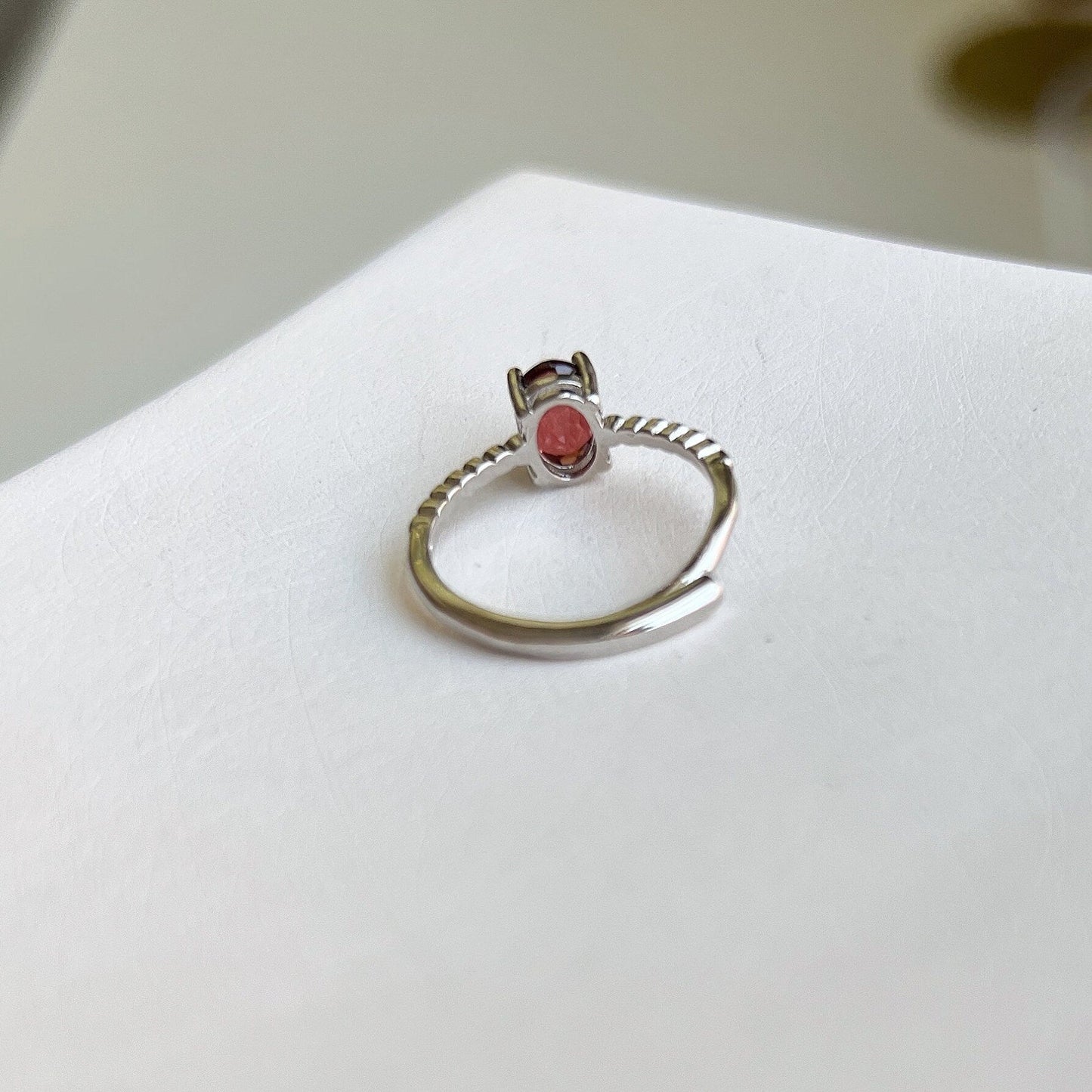 Natural Red Stone Ring, Natural Garnet Ring, S925 Silver Ring, Red Ruby Ring, Tiny Ruby Ring, Stackable Ring, Adjustable Ring, Red Crystal