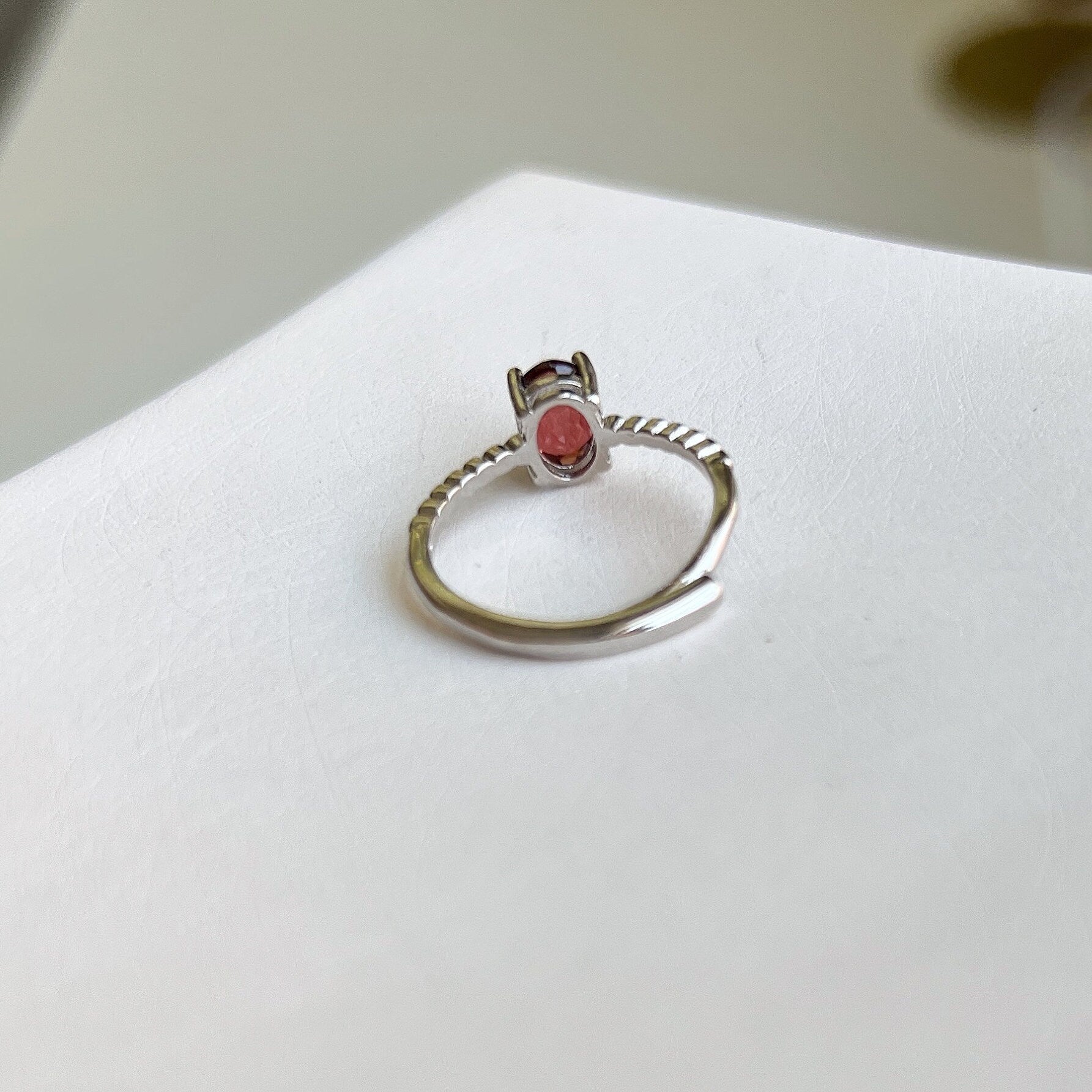 Natural Red Stone Ring, Natural Garnet Ring, S925 Silver Ring, Red Ruby Ring, Tiny Ruby Ring, Stackable Ring, Adjustable Ring, Red Crystal