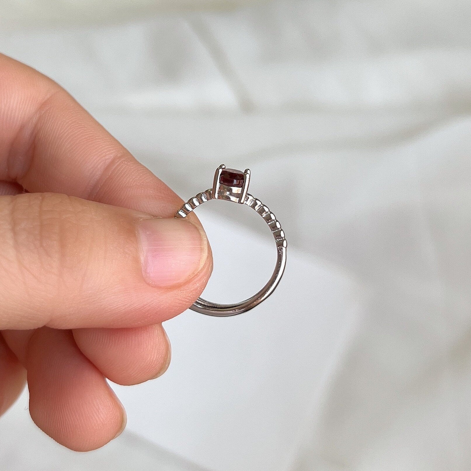 Natural Red Stone Ring, Natural Garnet Ring, S925 Silver Ring, Red Ruby Ring, Tiny Ruby Ring, Stackable Ring, Adjustable Ring, Red Crystal