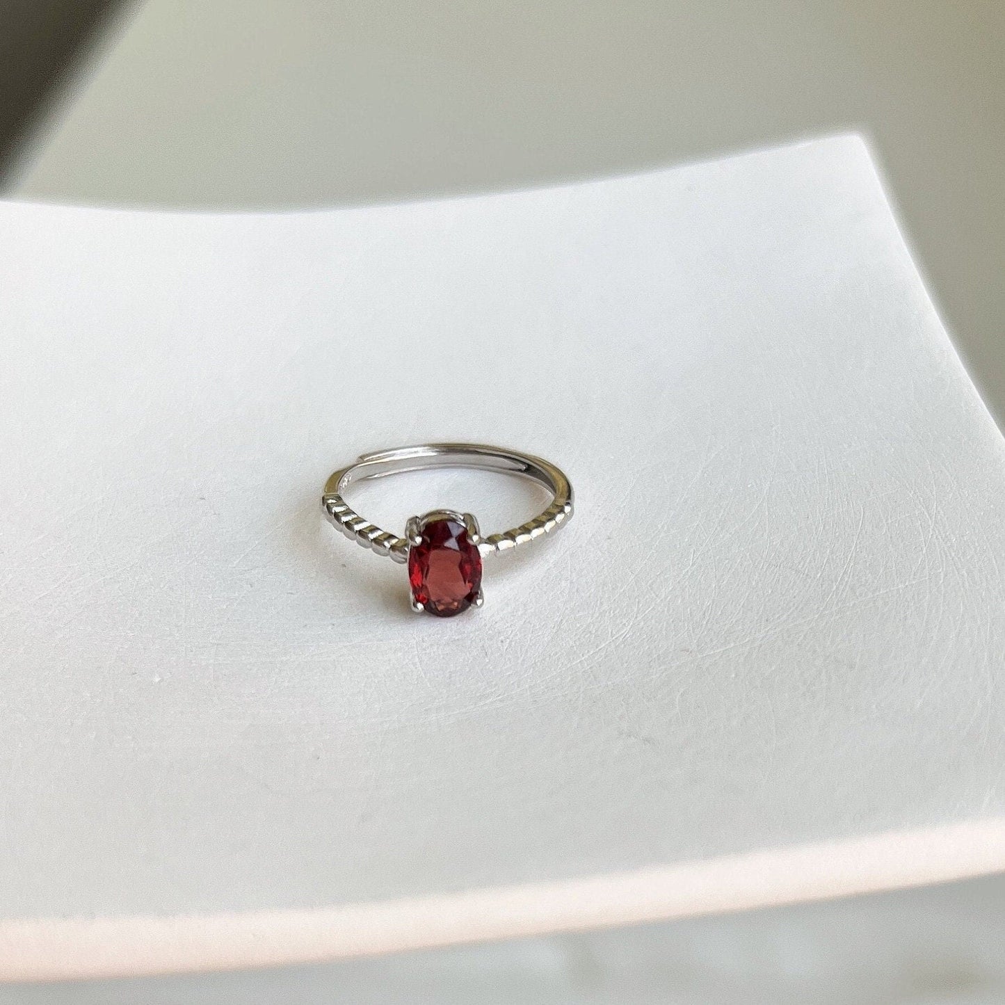 Natural Red Stone Ring, Natural Garnet Ring, S925 Silver Ring, Red Ruby Ring, Tiny Ruby Ring, Stackable Ring, Adjustable Ring, Red Crystal