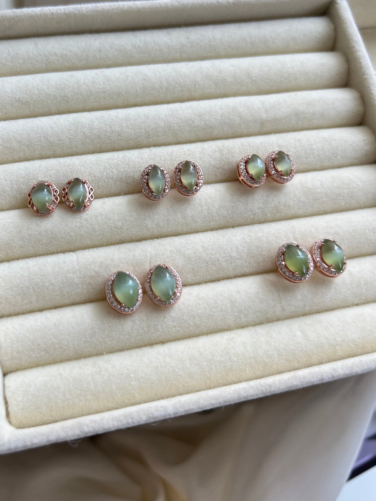 Natural Jade Earrings, Hetian Jade Earrings, S925 Sterling Silver Earrings, Cat Eye Jade Earrings, Light Green Jade Earrings, Stud Earrings