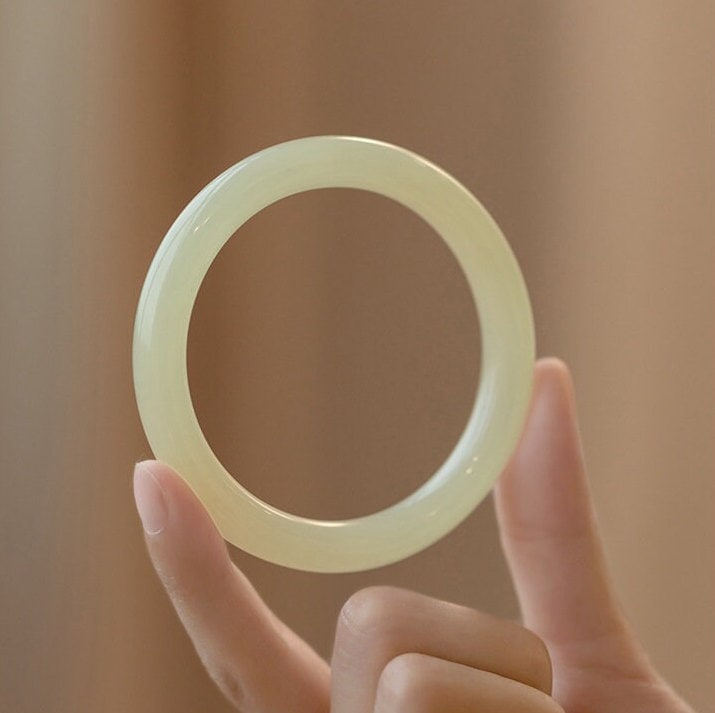 Natural Hetian Jade Bangle, White Jade Bangle, White Jade Bracelet, Light Green Jade Bangle, Hetian Bracelet, Transparent Jade Bangle 4