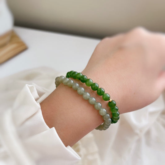 Natural Jade Bracelet, Dainty Beaded Bracelet, Natural Hetian Bracelet, Genuine Nephrite Bracelet, Green Jade Bracelet, Gemstone Bracelet, 6mm jade bead
