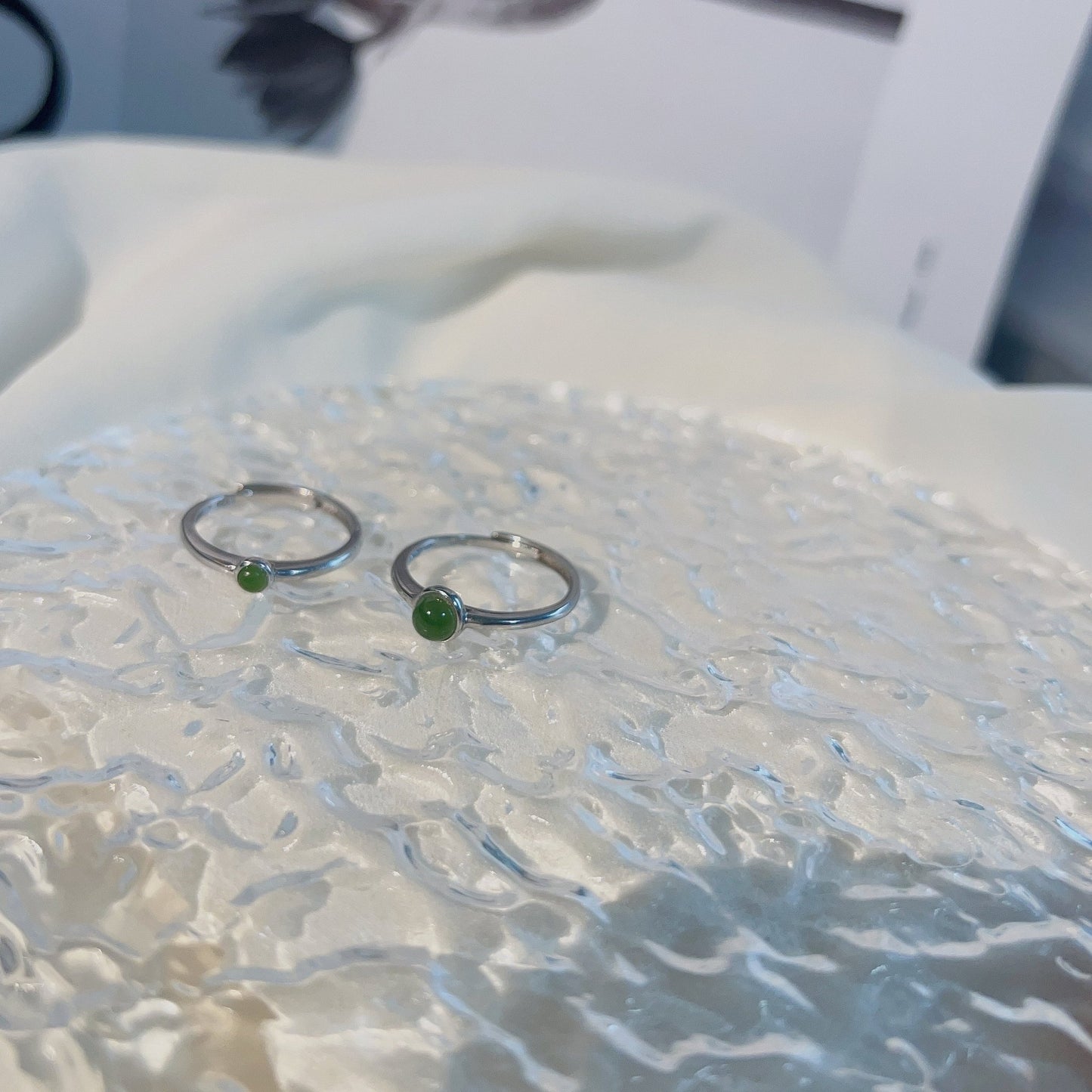 Silver Jade Ring, Tiny Jade Ring, Stackable Ring, Dainty Jade Ring, S925 Sterling Silver Ring, Jade Silver Ring, Genuine Hetian Jadel, Minimalist Jade