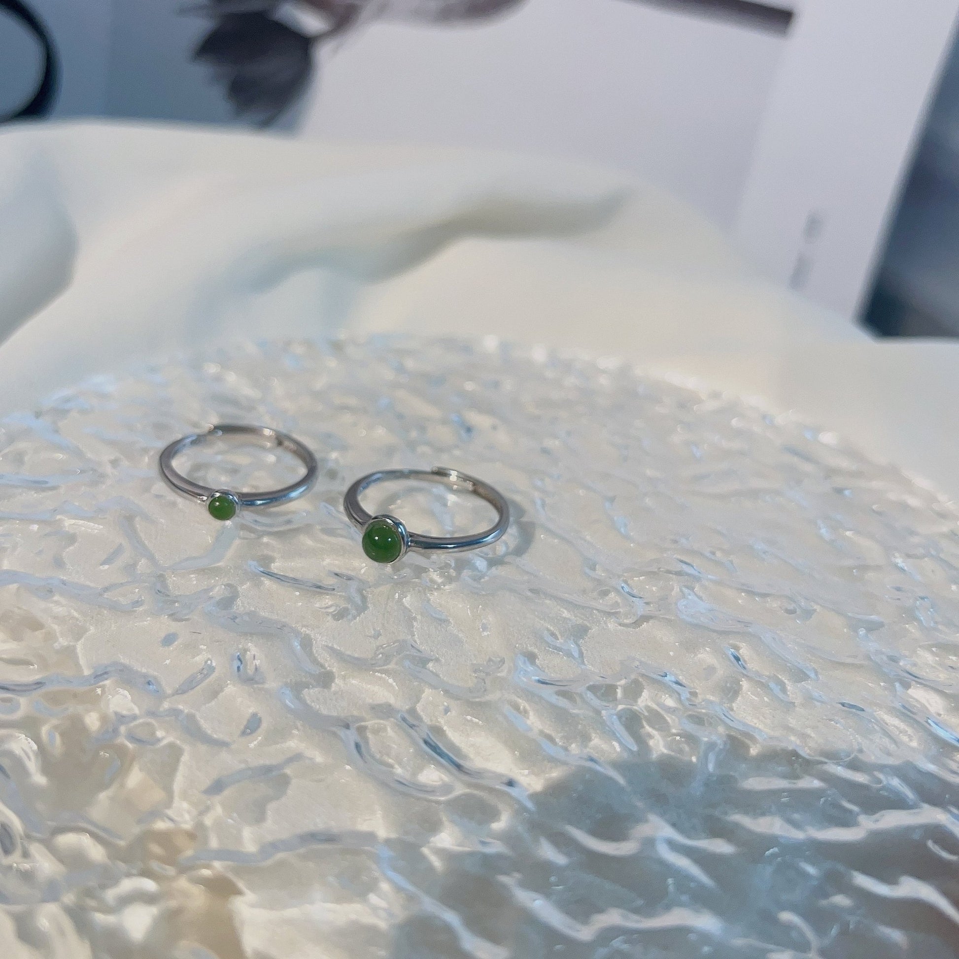 Silver Jade Ring, Tiny Jade Ring, Stackable Ring, Dainty Jade Ring, S925 Sterling Silver Ring, Jade Silver Ring, Genuine Hetian Jadel, Minimalist Jade