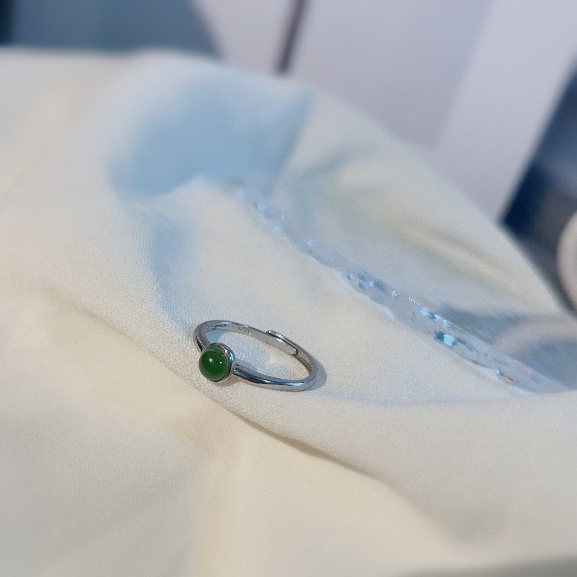 Silver Jade Ring, Tiny Jade Ring, Stackable Ring, Dainty Jade Ring, S925 Sterling Silver Ring, Jade Silver Ring, Genuine Hetian Jadel, Minimalist Jade