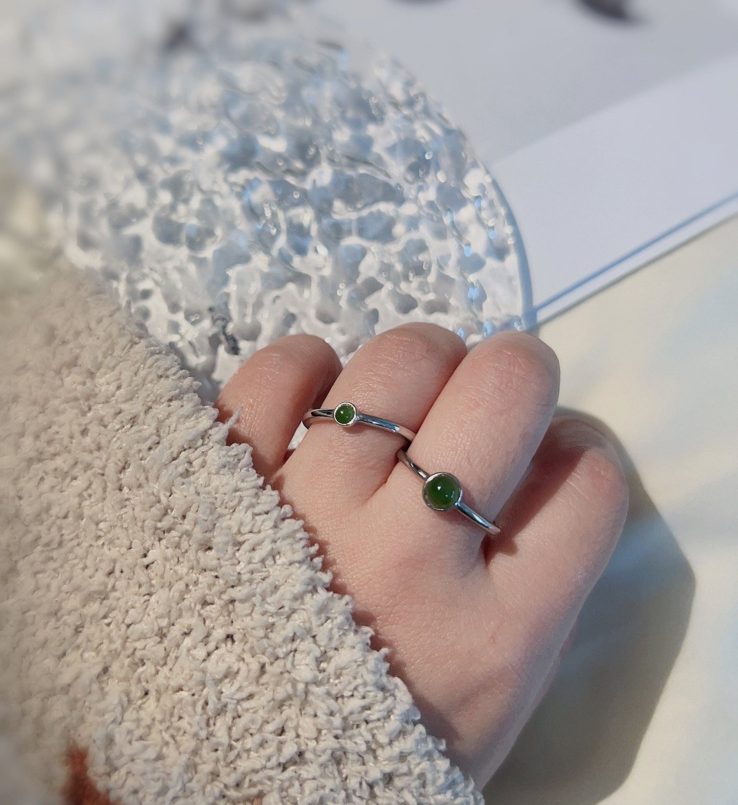 Silver Jade Ring, Tiny Jade Ring, Stackable Ring, Dainty Jade Ring, S925 Sterling Silver Ring, Jade Silver Ring, Genuine Hetian Jadel, Minimalist Jade