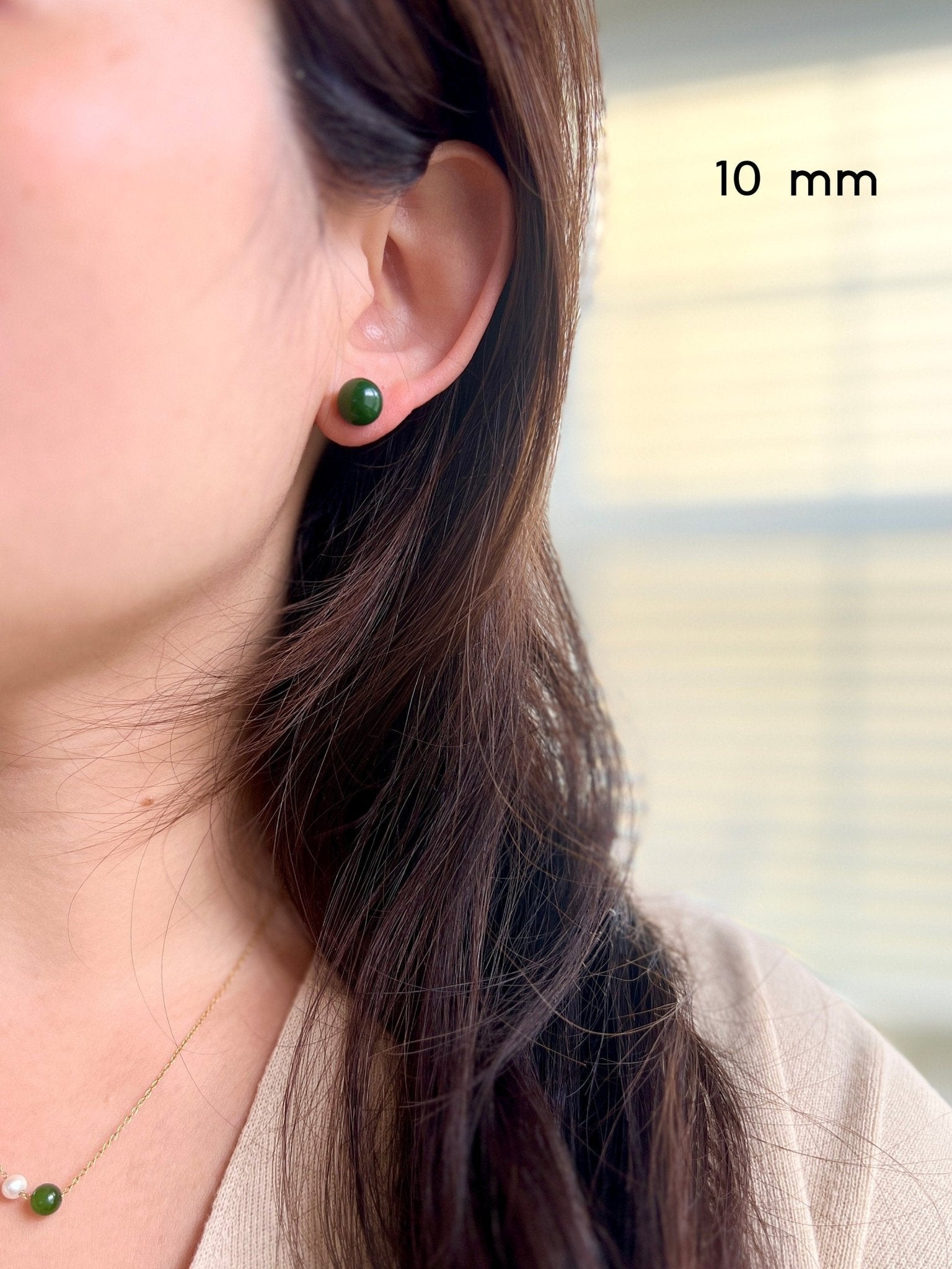 Natural Jade Earrings, 6mm 8mm Jade Stud Earrings, Jade Earring Stud, Green Jade Earrings, S925 Sterling Silver Earring, Green Jade Earrings