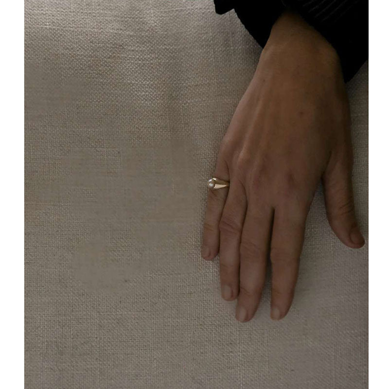 Fashion Unique Pearl Ring, Natural Fresh Water Pearl Jewelry, Minimalist Single pearl on 18K Gold Plated Stainless Steel Band, Gift for Her
