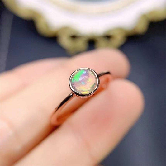 Opal Silver Ring, Opal Ring, Silver Opal Ring, S925 Sterling Silver Ring, Round Opal Ring, Oval Opal Ring, Dainty Silver Ring, Stacking Ring