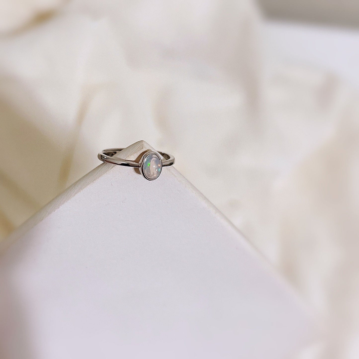 Opal Silver Ring, Opal Ring, Silver Opal Ring, S925 Sterling Silver Ring, Round Opal Ring, Oval Opal Ring, Dainty Silver Ring, Stacking Ring