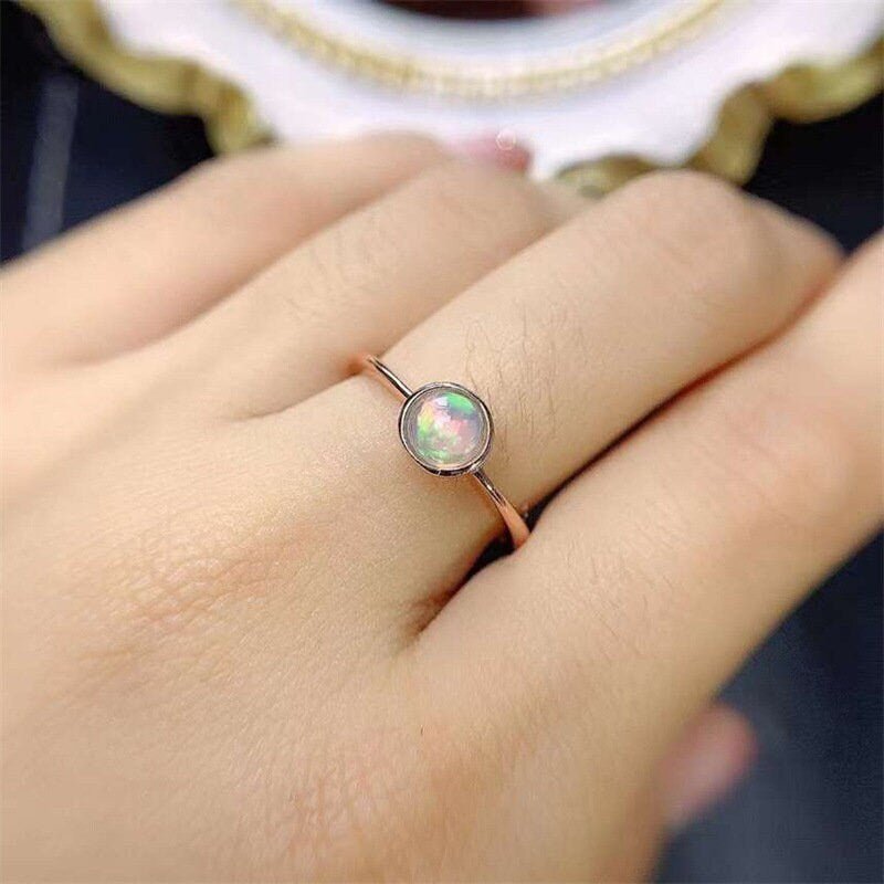 Opal Silver Ring, Opal Ring, Silver Opal Ring, S925 Sterling Silver Ring, Round Opal Ring, Oval Opal Ring, Dainty Silver Ring, Stacking Ring