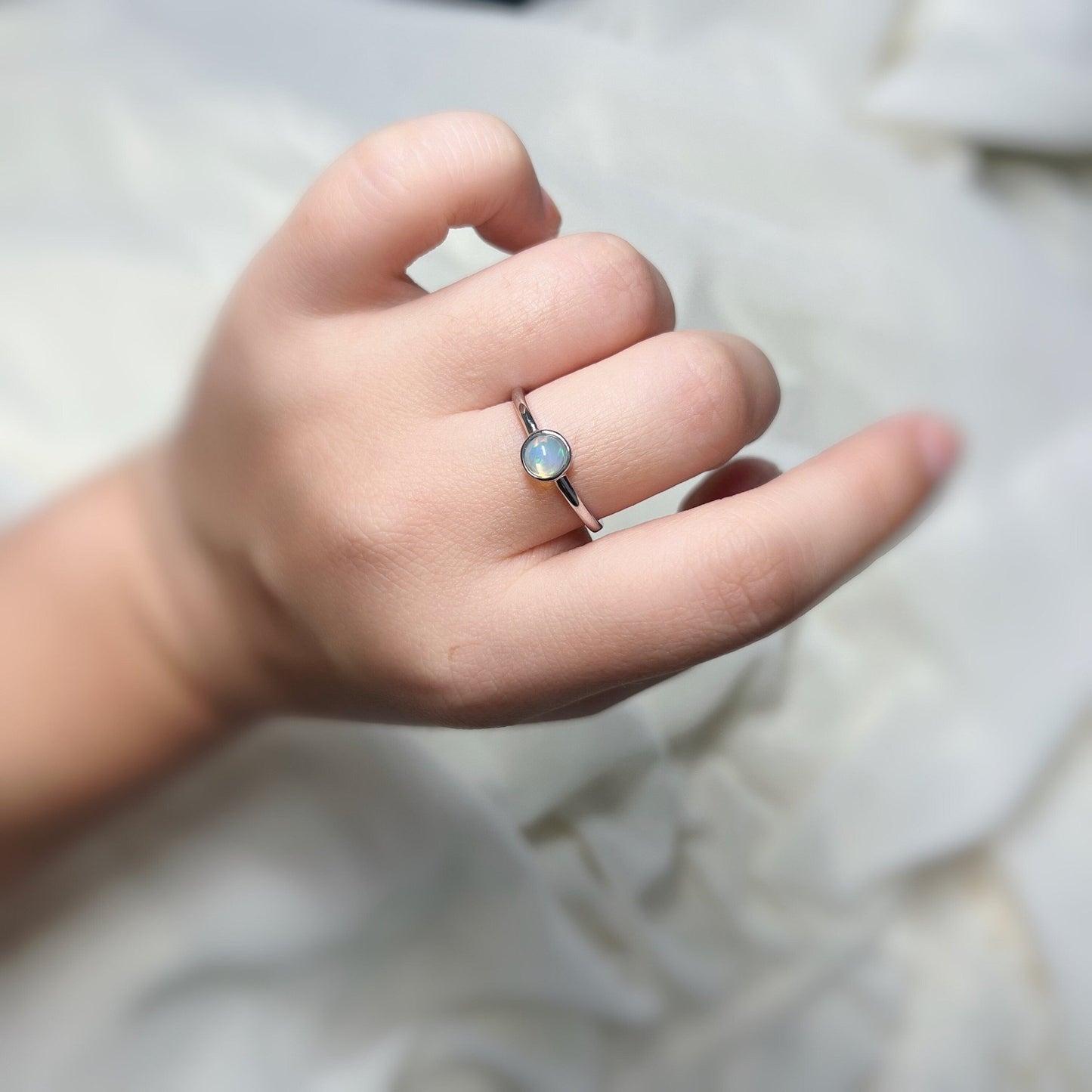 Opal Silver Ring, Opal Ring, Silver Opal Ring, S925 Sterling Silver Ring, Round Opal Ring, Oval Opal Ring, Dainty Silver Ring, Stacking Ring
