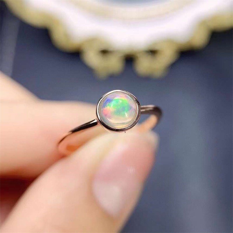 Opal Silver Ring, Opal Ring, Silver Opal Ring, S925 Sterling Silver Ring, Round Opal Ring, Oval Opal Ring, Dainty Silver Ring, Stacking Ring