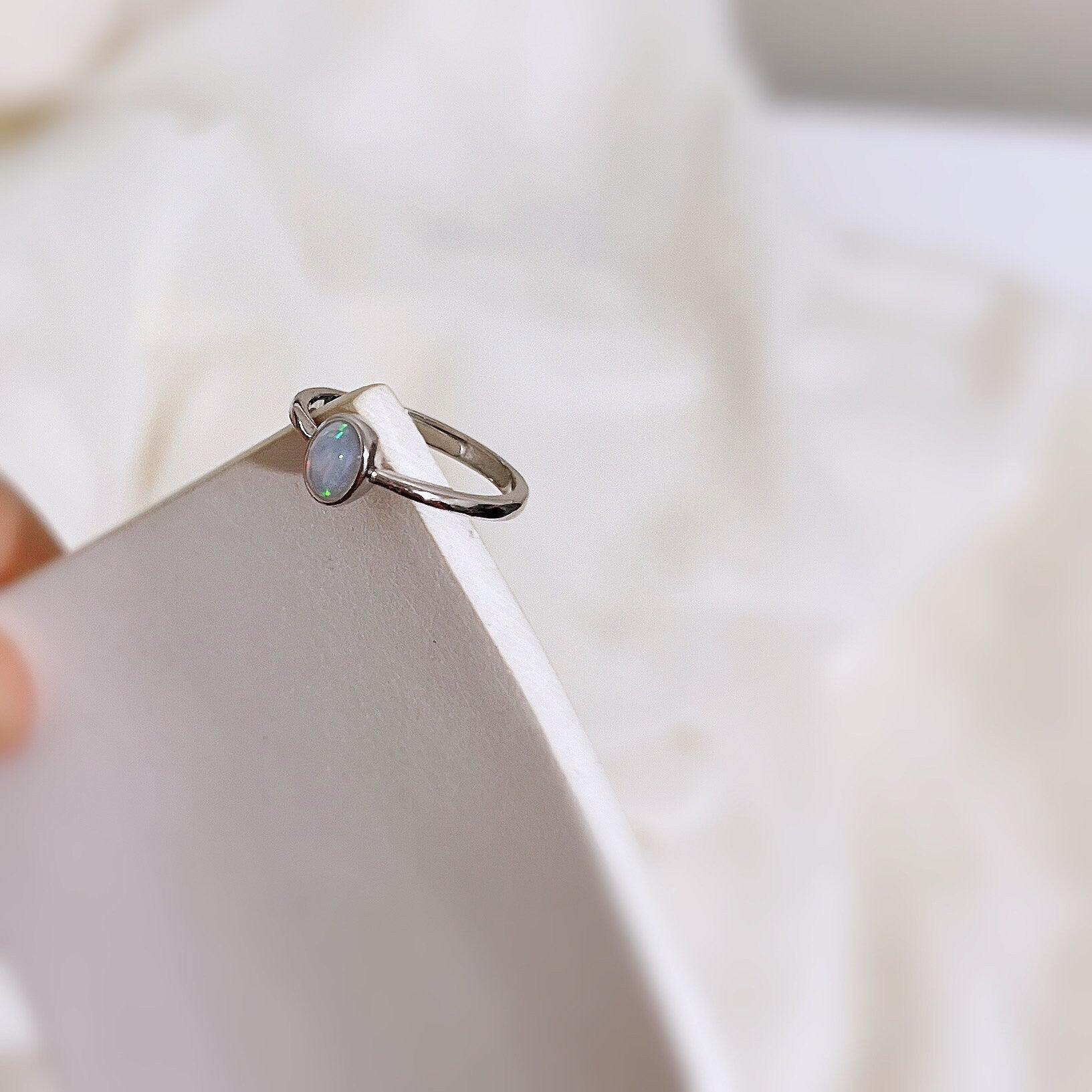 Opal Silver Ring, Opal Ring, Silver Opal Ring, S925 Sterling Silver Ring, Round Opal Ring, Oval Opal Ring, Dainty Silver Ring, Stacking Ring