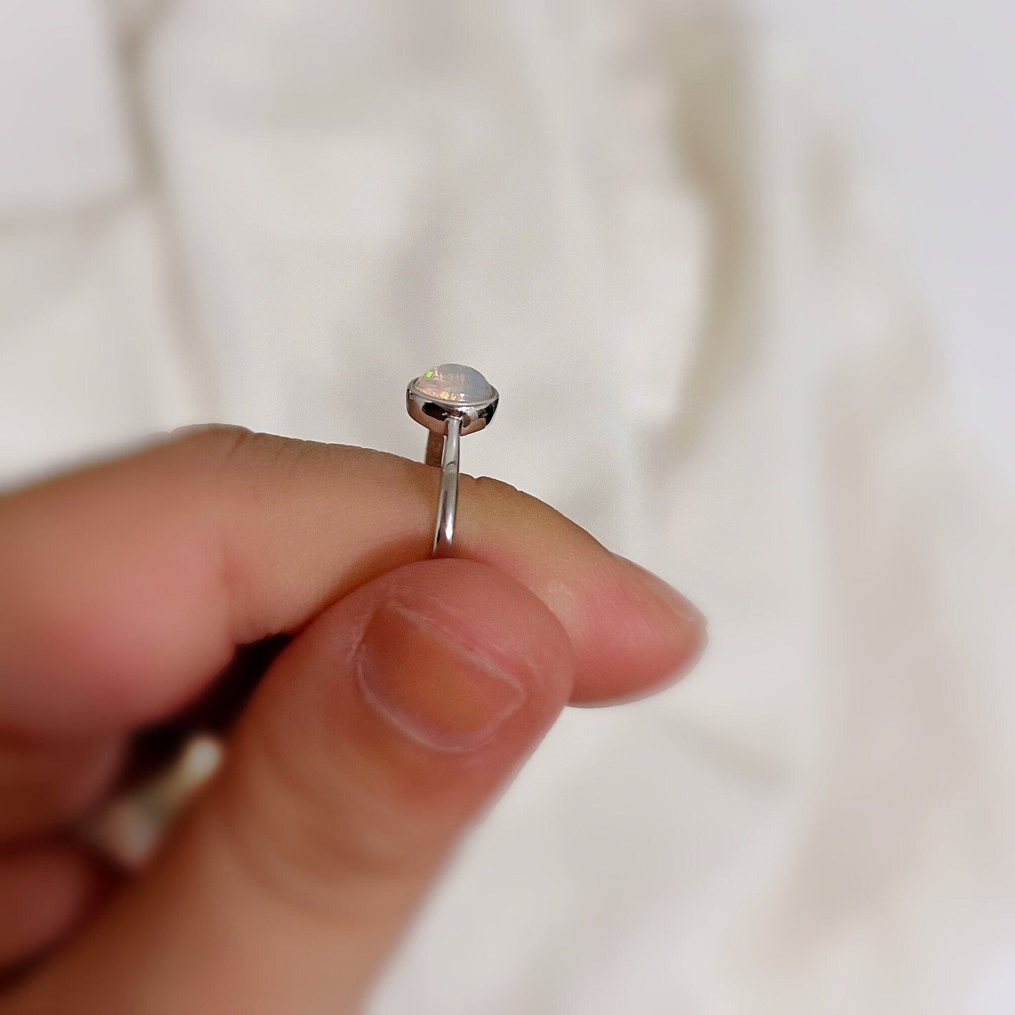 Opal Silver Ring, Opal Ring, Silver Opal Ring, S925 Sterling Silver Ring, Round Opal Ring, Oval Opal Ring, Dainty Silver Ring, Stacking Ring