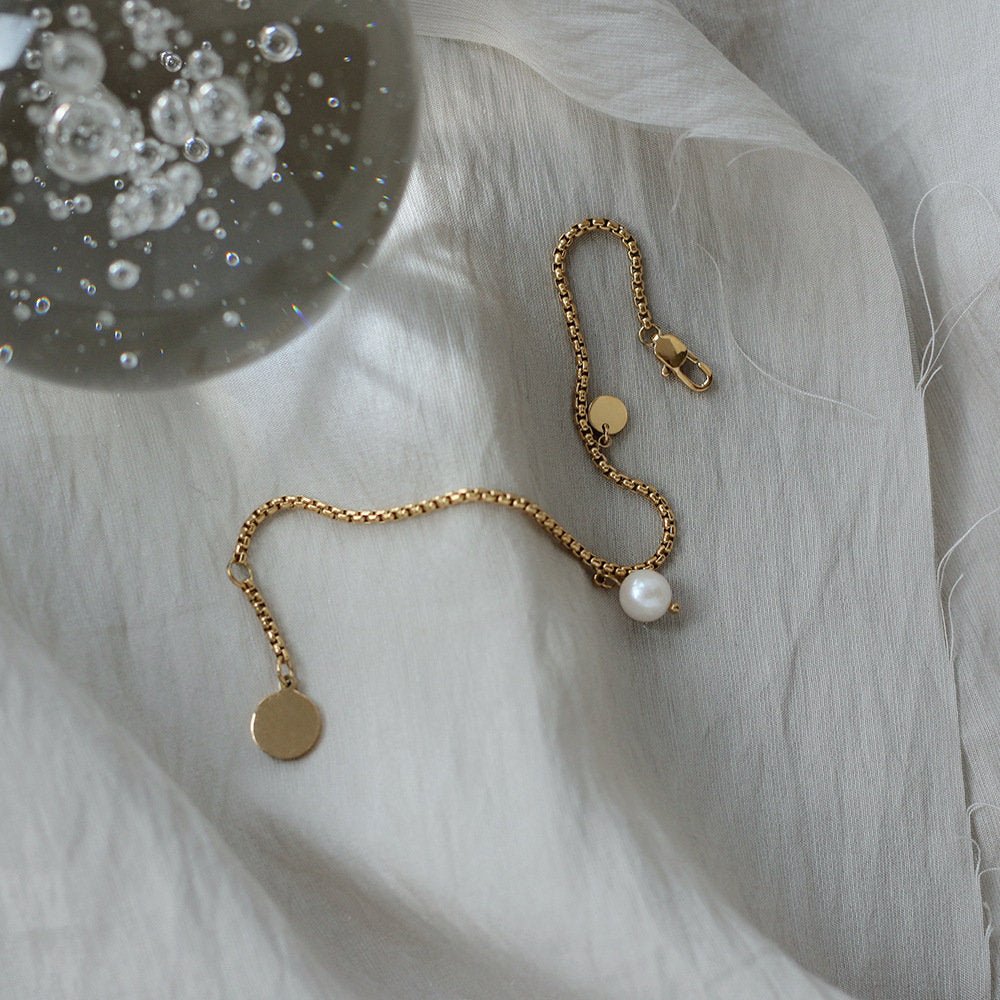 Dainty Pearl Bracelet, Fresh Water Pearl Bracelet, Natural Pearl Bracelet, 18K Gold Plated Bracelet, Wedding Bracelet, 1 Pearl Bracelet