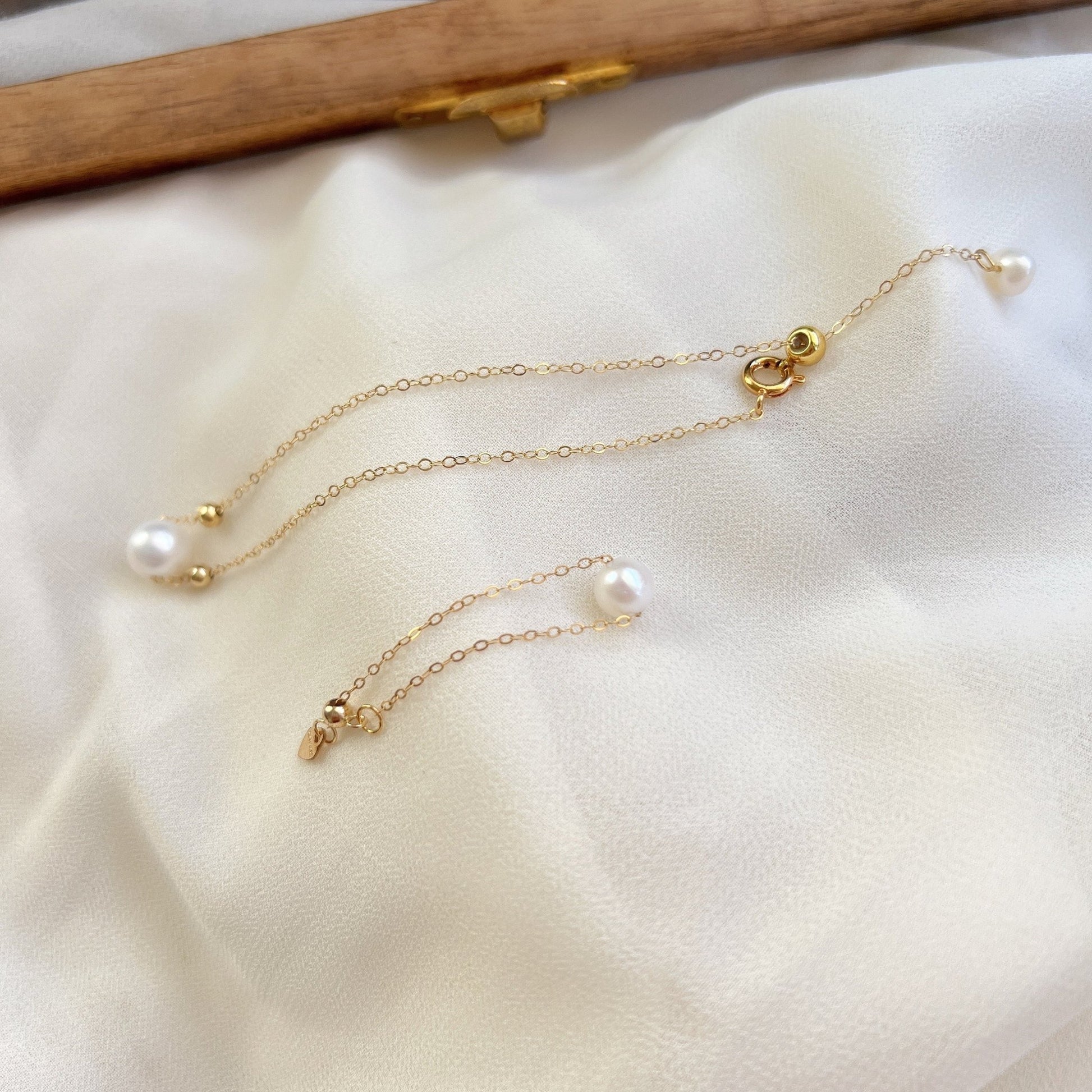 Single Pearl Chain Ring, 14K Gold Chain Ring, 14K Gold Pearl Ring, Natural Fresh Water Pearls Chain Ring, Adjustable Ring, Gold Chain Ring