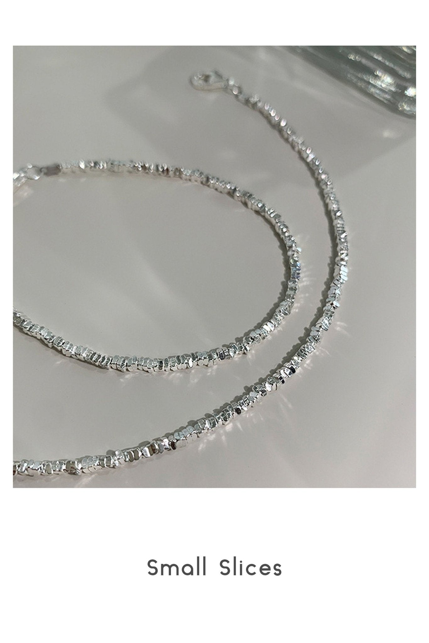Beaded Silver Necklace, S925 Silver Slices Necklace, Silver Cubes Necklace, Sparkling Necklace, Shinning Silver Necklace, Layered Necklace