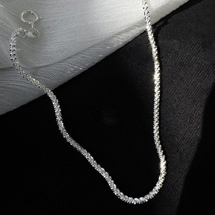 Simple Sparkling Silver Bracelet, Layered Bracelet, Shiny Bracelet, Dainty Bracelet, Blinky Glitter Bracelet, S925 Sterling Silver Bracelet