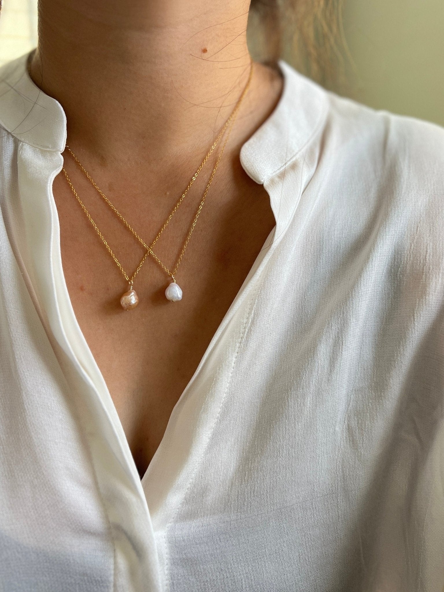 Purple Baroque Pearl Pendant, 14K Gold Filled Necklace, Small Baroque Pearl, white Freshwater Pearl, Pink Irregular Pearl, Wedding Necklace